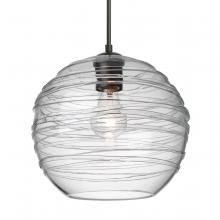 Besa Lighting J-462761-BK - Besa Wave 10 Pendant For Multiport Canopy Black Clear 1x60W Medium Base