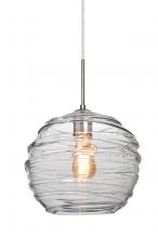 Besa Lighting J-462761-EDIL-SN-L - Besa Wave 10 Pendant For Multiport Canopy Satin Nickel Clear 1x8W LED Filament, 15Ft. Cord