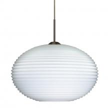 Besa Lighting J-491307-BR-L - Besa Pendant For Multiport Canopy Pape 12 Bronze Opal Ribbed 1x100W Medium Base, 15Ft. Cord