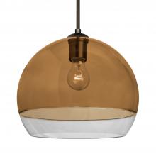 Besa Lighting J-ALLY12AM-BR-L - Besa, Ally 12 Cord Pendant For Multiport Canopy, Amber/Clear, Bronze Finish, 1x60W Medium Base
