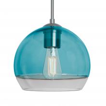 Besa Lighting J-ALLY8BL-EDIL-SN-L - Besa, Ally 8 Cord Pendant For Multiport Canopy, Coral Blue/Clear, Satin Nickel Finish