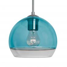 Besa Lighting J-ALLY8BL-SN-L - Besa, Ally 8 Cord Pendant For Multiport Canopy, Coral Blue/Clear, Satin Nickel Finish