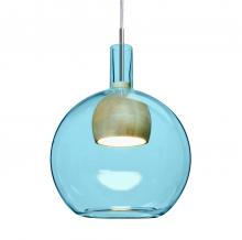 Besa Lighting J-BENJIBLNA-LED-SN-L - Besa, Benji Cord Pendant For Multiport Canopy, Blue/Natural, Satin Nickel Finish, 1x9W LED, 15ft.