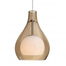 Besa Lighting J-ELLE11CG-LED-SN-L - Besa, Elle 11 Cord Pendant for Multiport Canopy, Cognac, Satin Nickel Finish, 1x9W LED, 15Ft Option
