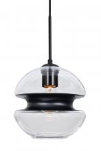 Besa Lighting J-HULA8BK-BK - Besa, Hula 8 Cord Pendant for Mulitport Canopy, Clear/Black, Black Finish, 1x60W Medium Base