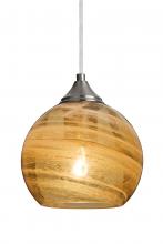 Besa Lighting J-JILLYAM-SN - Besa, Jilly Cord Pendant For Multiport Canopy, Vapor Amber, Satin Nickel Finish, 1x60