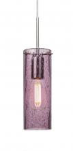 Besa Lighting J-JUNI10PL-EDIL-SN-L - Besa, Juni 10 Pendant For Multiport Canopy, Plum Bubble, Satin Nickel, 1x4W LED Filament, 15ft.
