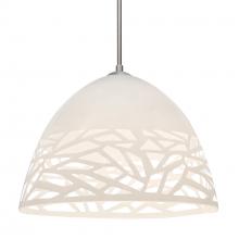 Besa Lighting J-KIEVWH-SN-L - Besa Kiev Pendant for Multiport Canopy, White, Satin Nickel Finish, 1x60W Medium Base, 15Ft. Cord