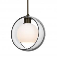 Besa Lighting J-MANACL-BR-L - Besa Mana Pendant For Multiport Canopy, Clear/Opal, Bronze Finish, 1x60W Medium Base, 15Ft. Cord