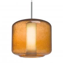 Besa Lighting J-NILES10AO-SN-L - Besa Niles 10 Pendant For Multiport Canopy, Amber Bubble/Opal, Satin Nickel Finish
