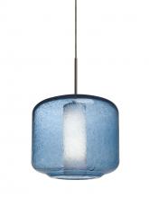 Besa Lighting J-NILES10BO-BR - Besa Niles 10 Pendant For Multiport Canopy, Blue Bubble/Opal, Bronze Finish, 1x60W Me