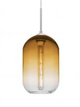 Besa Lighting J-OMEGA12AM-EDIL-SN-L - Besa, Omega 12 Cord Pendant For Multiport Canopies, Amber/Clear, Satin Nickel Finish
