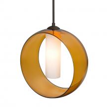 Besa Lighting J-PLATOAM-BR-L - Besa, Plato Cord Pendant For Multiport Canopies, Amber/Opal, Bronze Finish, 1x60W Medium Base