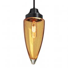 Besa Lighting J-SULUAM-BK-L - Besa, Sulu Cord Pendant For Multiport Canopy, Amber Bubble, Black Finish, 1x60W Medium Base