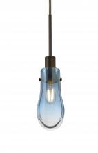 Besa Lighting J-WISHBL-BR - Besa, Wish Cord Pendant for Mulitport Canopy, Blue/Clear, Bronze Finish, 1x40W E12 Base