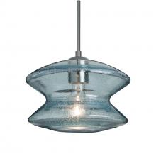 Besa Lighting J-ZENBL-SN-L - Besa, Zen Cord Pendant For Multiport Canopy, Blue Bubble, Satin Nickel Finish, 1x60W Medium Base