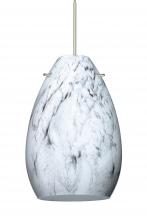 Besa Lighting RXP-1713MG-SN-L - Besa Pendant Pera 6 Satin Nickel Marble Grigio 1x50W MAX GY6.35 Base, 15Ft. Cord