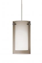 Besa Lighting RXP-S44007-LED-SN-L - Besa Pendant Pahu 4 Satin Nickel Transparent Smoke/Opal 1x5W LED, 15Ft. Cord