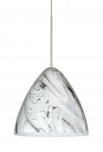 Besa Lighting X-1779MG-SN-L - Besa Pendant For Multport Canopy Mia Satin Nickel Marble Grigio 1x50W MAX GY6.35 Base, 15Ft. Cord