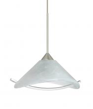 Besa Lighting X-181304-SN-L - Besa Pendant For Multport Canopy Hoppi Satin Nickel Marble/Clear 1x50W MAX GY6.35 Base, 15Ft. Cord