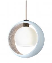 Besa Lighting X-4293SF-BR-L - Besa Pendant For Multiport Canopy Pogo Bronze White/Inner Silver 1x35W MAX GY6.35 Base, 15Ft. Cord