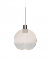 Besa Lighting X-NEWTON6WC-LED-SN - Besa, Newton 6 Cord Pendant for Multiport Canopy, Milky White/Clear, Satin Nickel Finish, 1x3W LED