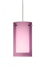 Besa Lighting XP-A44007-LED-SN-L - Besa Pendant Pahu 4 Satin Nickel Transparent Amethyst/Opal 1x5W LED, 15Ft. Cord