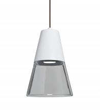 Besa Lighting XP-TIMO6WC-LED-BR-L - Besa, Timo 6 Cord Pendant, Clear/White, Bronze Finish, 1x9W LED, 15Ft. Cord