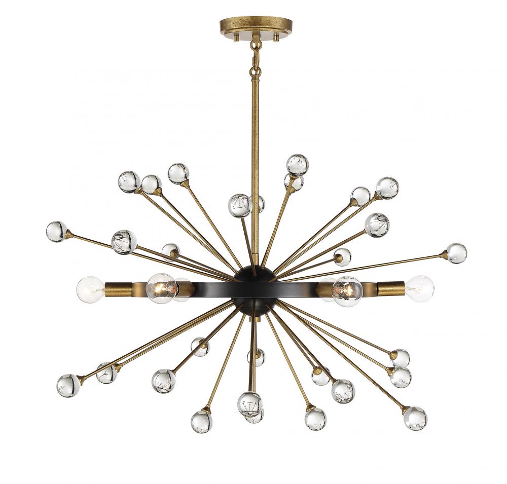 Ariel 6-Light Chandelier in Como Black with Gold Accents