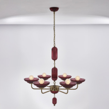 Kalco 519671STB/MGNT - Verde 40-in 6 Light (40-watt) Satin Brass Chandelier
