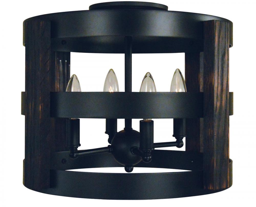 4-Light Matte Black Homestead Semi-Flush