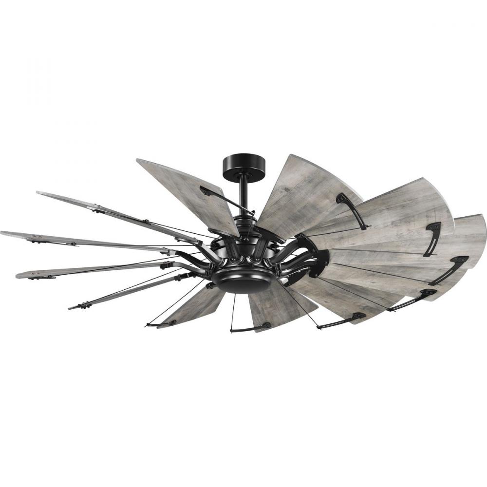 Springer Collection 60-Inch 12-Blade Matte Black DC Motor Farmhouse Windmill Ceiling Fan