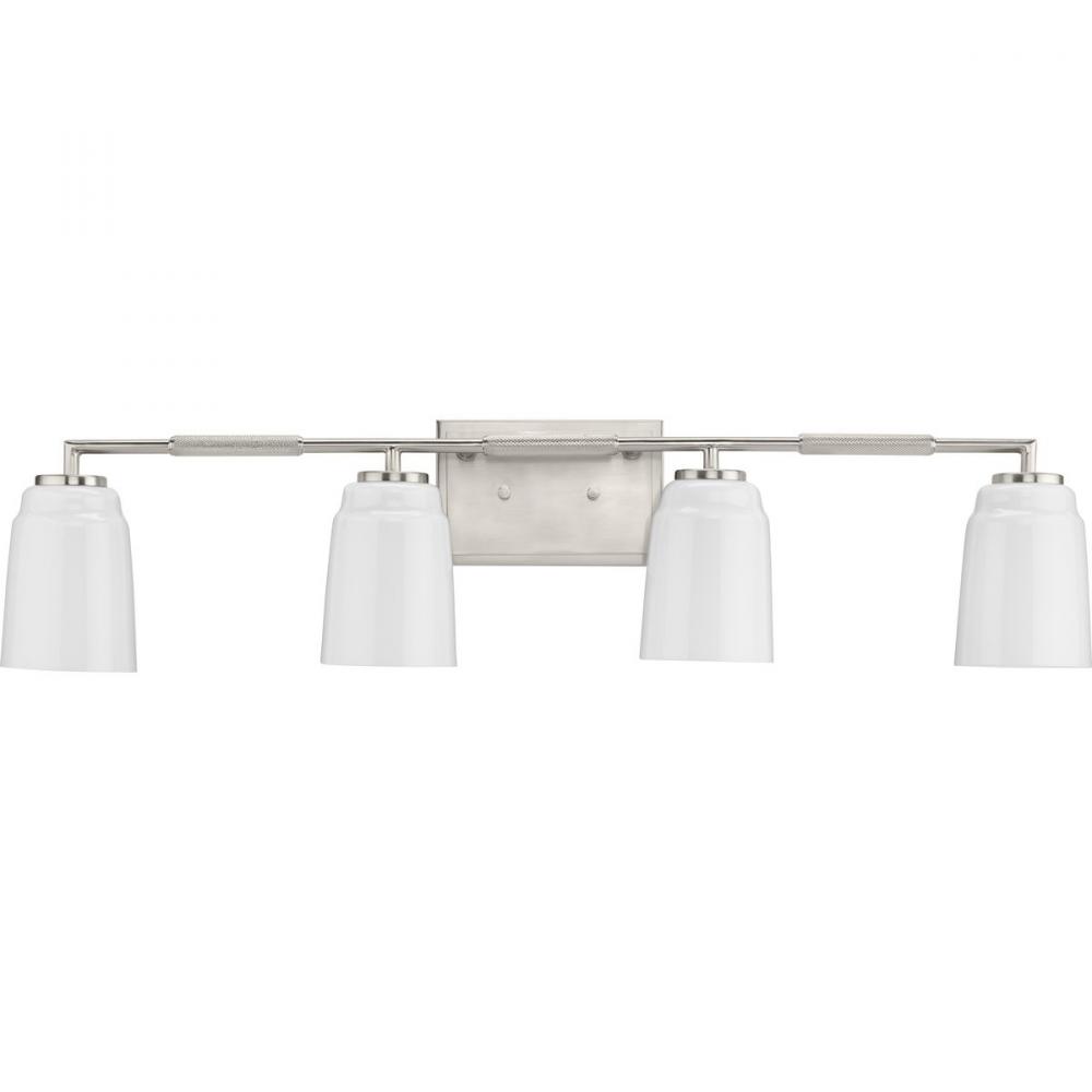 Spenser Collection Four-Light Brushed Nickel Industrial Vanity Light