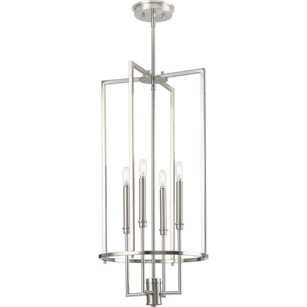 Elara Collection Four-Light New Traditional Brushed Nickel  Chandelier Foyer Light