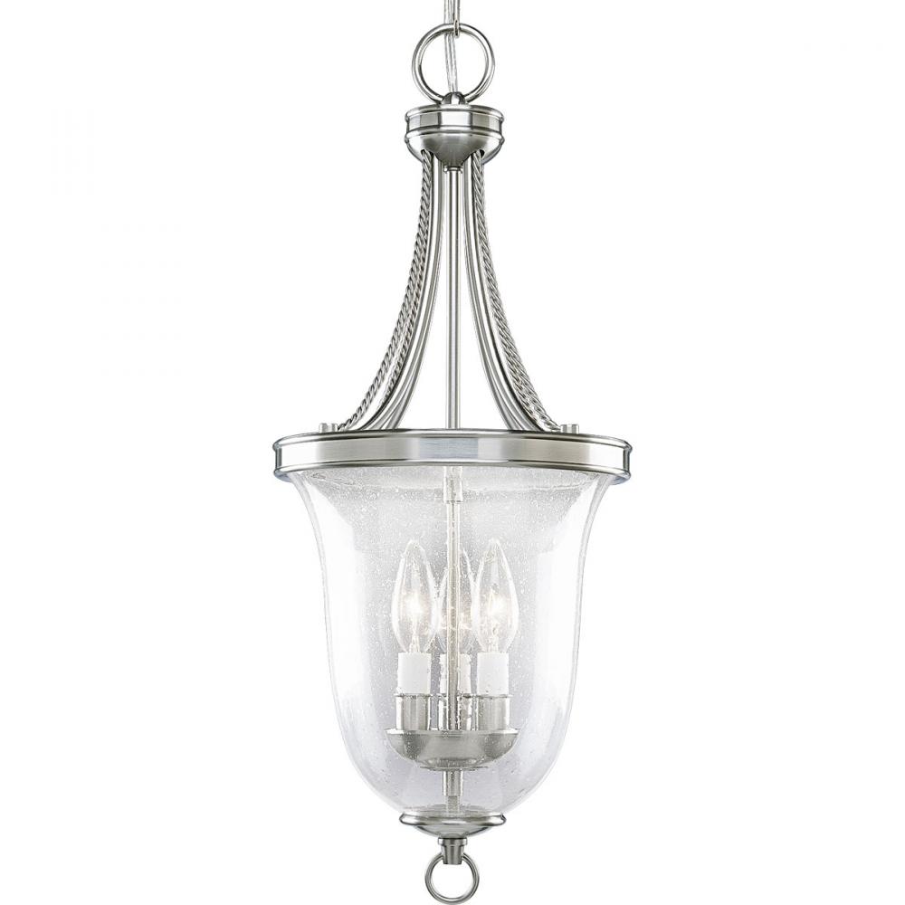 Seeded Glass Three-Light Foyer Pendant