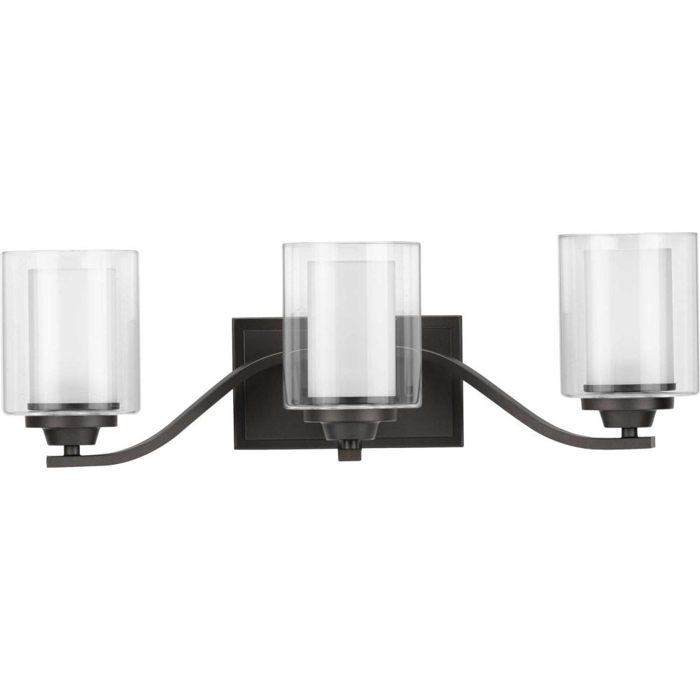 Kene Collection Three-Light Graphite Clear Glass Craftsman Bath Vanity Light