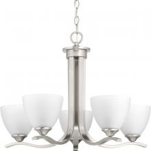 Progress P400063-009 - Laird Collection Five-Light Brushed Nickel Etched Glass Traditional Chandelier Light