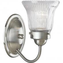 Progress P3287-09 - Fluted Glass Collection One-Light Brushed Nickel Clear Prismatic Glass Traditional Bath Va
