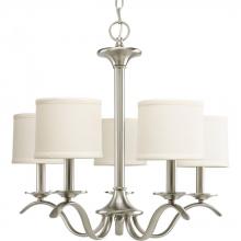 Progress P4635-09 - Inspire Collection Five-Light Brushed Nickel Off-White Linen Shade Traditional Chandelier Light