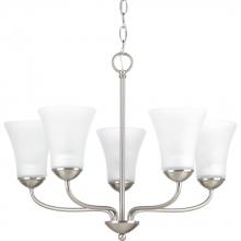 Progress P4770-09 - Classic Collection Five-Light Brushed Nickel Etched Glass Traditional Chandelier Light