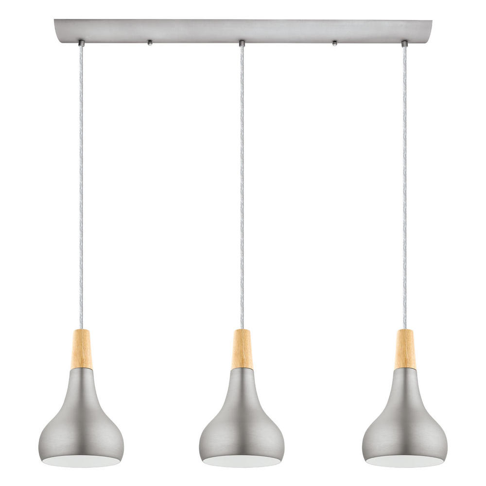 3x60W Linear Pendant w/ Brushed Nickel and Wood Finish