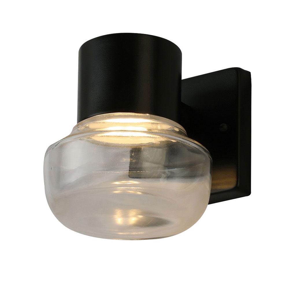 1x10W LED indoor/outdoor wall Light w/ black finish and clear glass