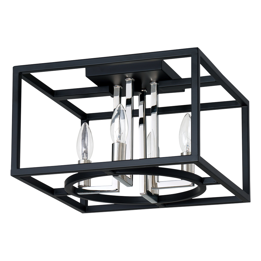4x60W open frame square ceiling light With a matte black and chrome finish