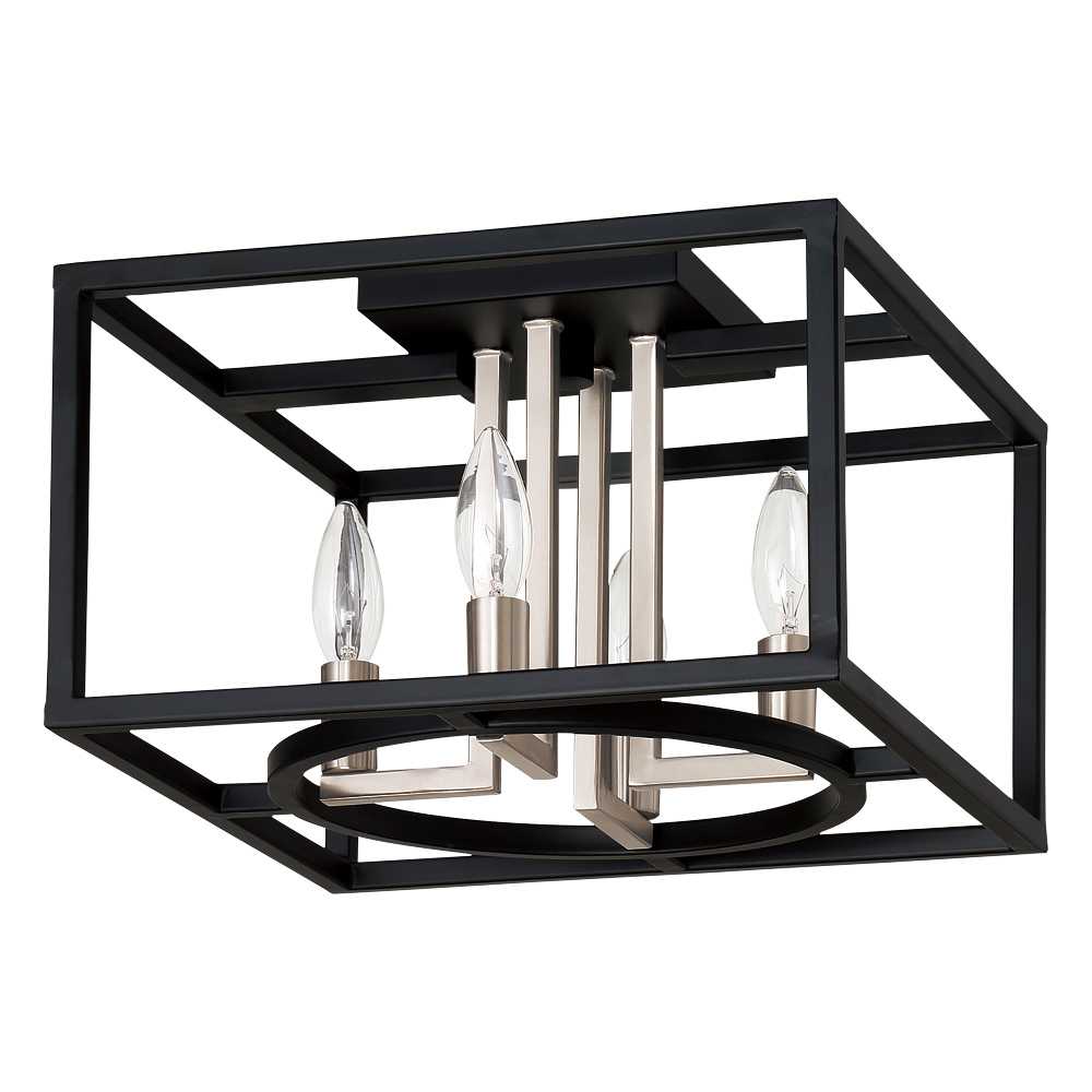 4x60W open frame ceiling light With a matte black and brushed nickel finish