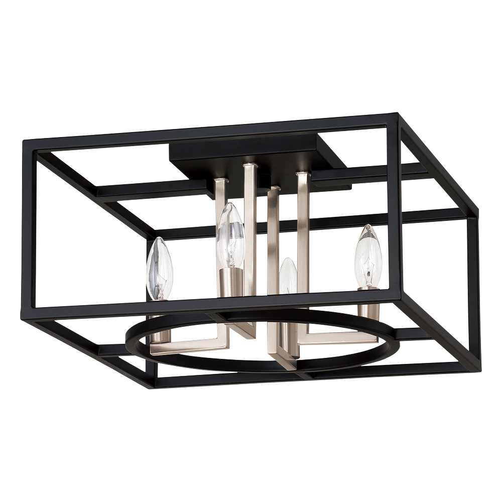 4x60W open frame ceiling light With a matte black and brushed nickel finish