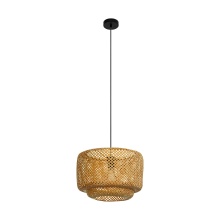 Eglo 43868A - 1 LT Pendant w/ a Black Finish & Natural Bamboo Shade