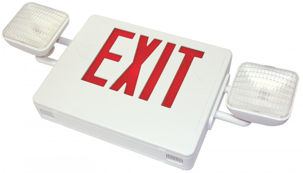 COMBO LED Exit/Emerg. Light Sgl/Dbl Face Green Letters White Housing, 120/2