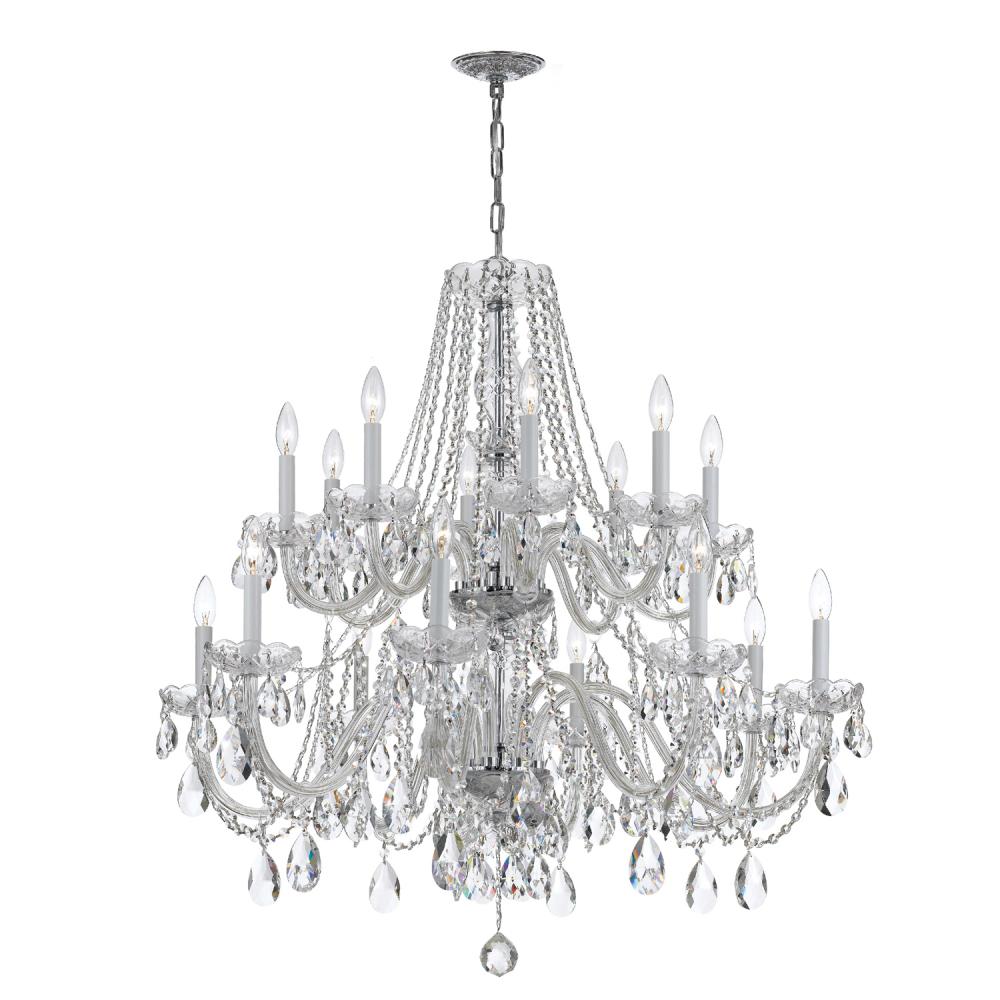 Traditional Crystal 16 Light Swarovski Strass Crystal Polished Chrome Crystal Chandelier