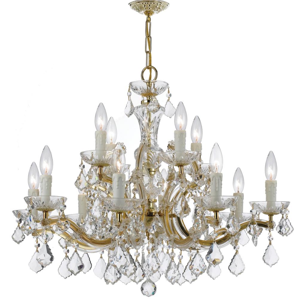 Maria Theresa 12 Light Hand Cut Crystal Gold Chandelier
