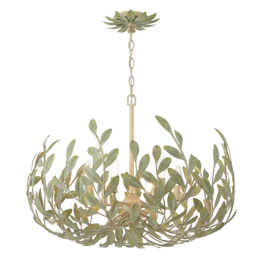 Broche 6 Light Champagne Green Tea Chandelier